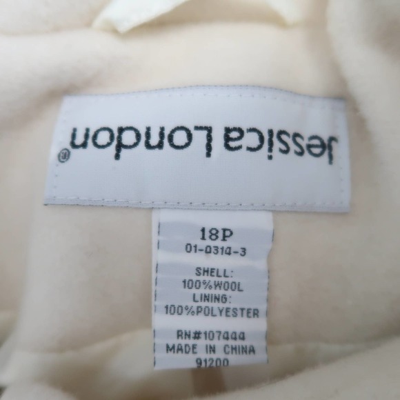 Jessica London cream felt wool full length long coat 18P - Picture 5 of 5